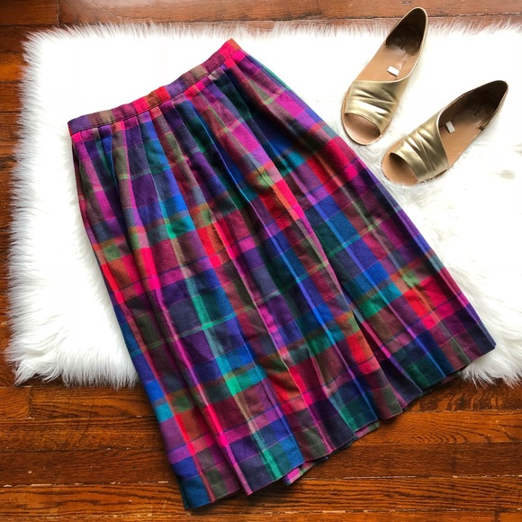 Vintage Dresses & Skirts - ⬇️$35 Vintage Colorful Pink Plaid Midi Skirt